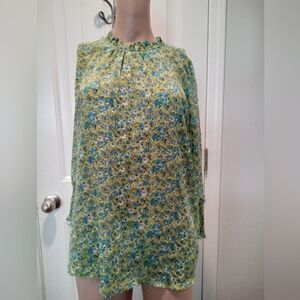 Rachel Zoe Size M Beautiful Green Multicolor Floral Blouse
